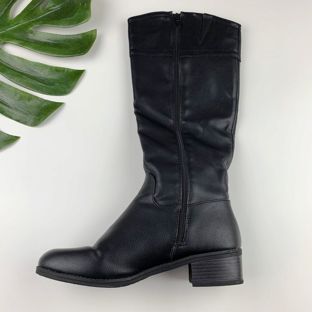 Nautica Gallaway Boots Tall Knee High Riding Black Faux Leather Women's 7.5 - Picture 5 of 10